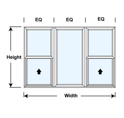 Double Single Hung Picture Window - 1/3 Sash