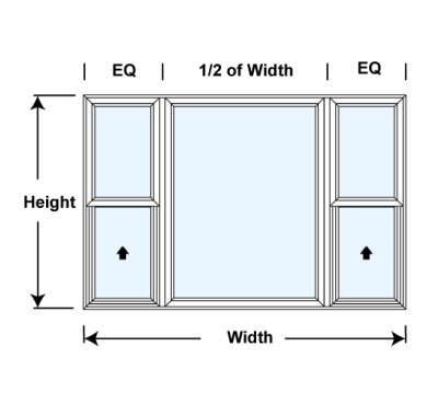 Double Single Hung Picture Window - 1/4 Sash