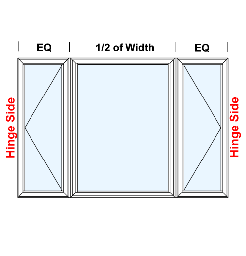 Double Casement Picture Window - 1/4 Sash