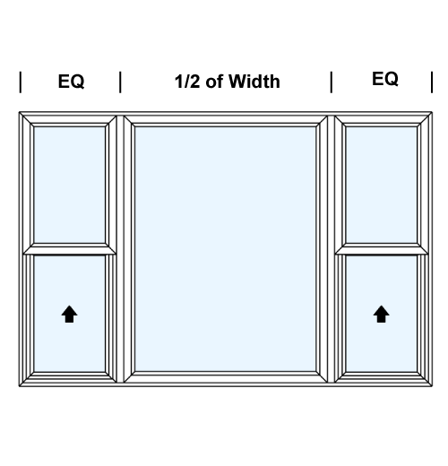 Double Single Hung Picture Window - 1/4 Sash